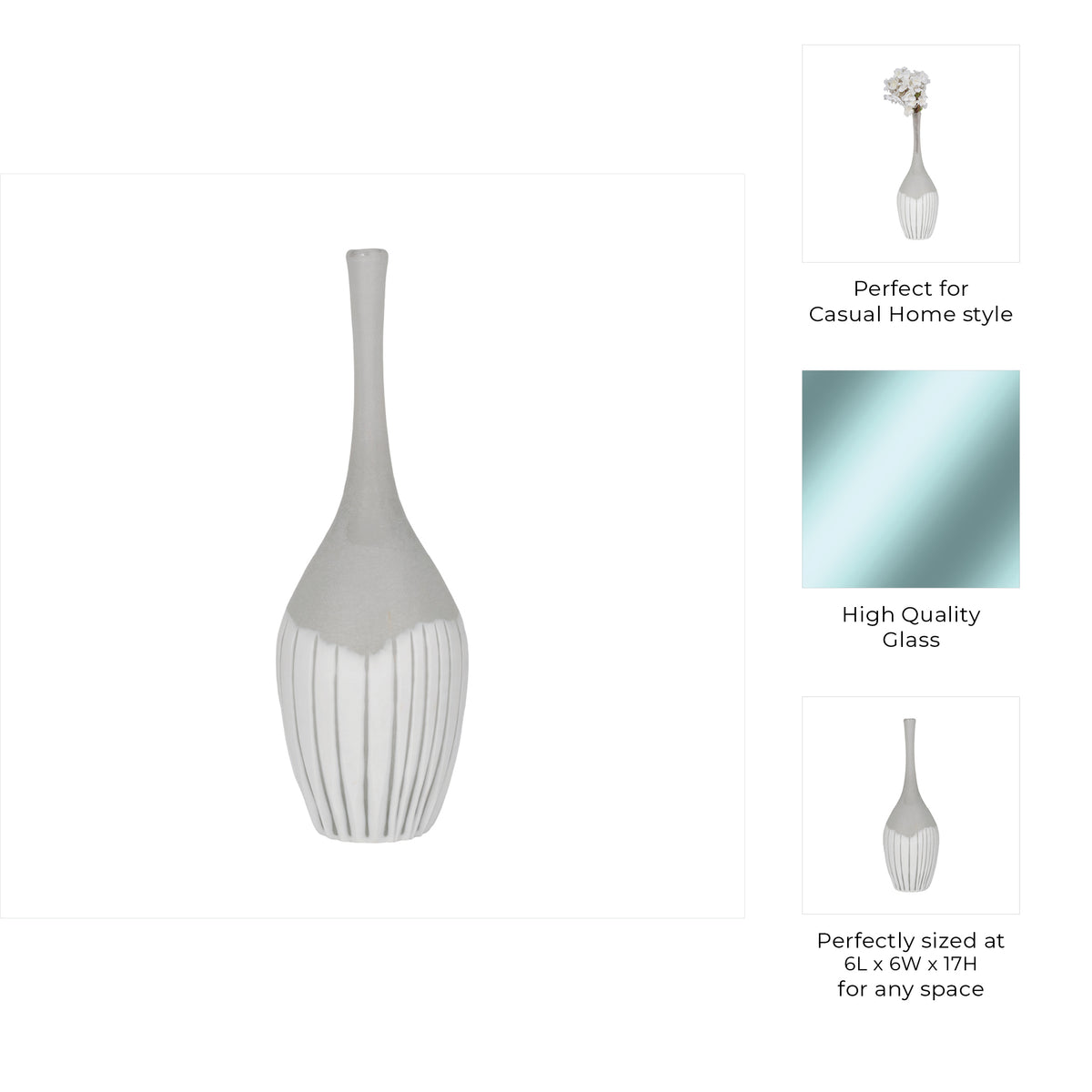 Thornby White Glass Vase — 17″ — additional view