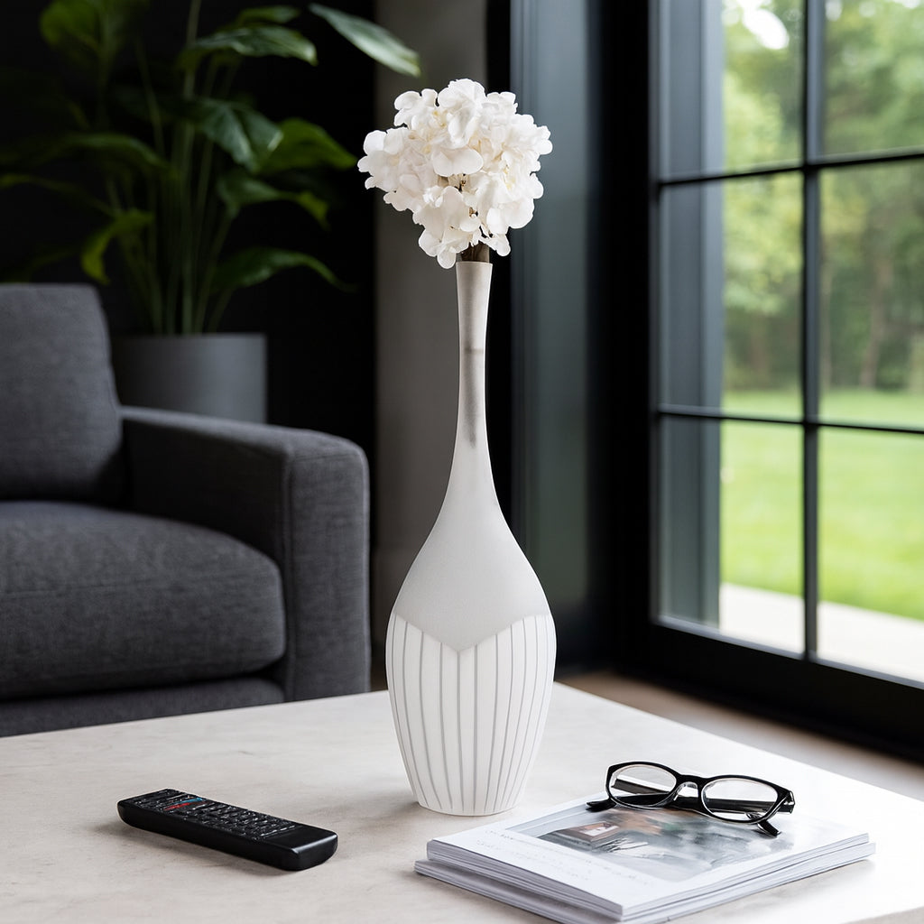 Thornby White Glass Vase — 17″ — additional view