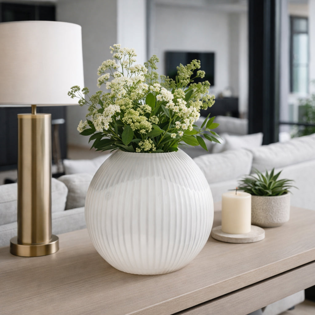 Ramonashaw White Glass Vase — 13″ — additional view