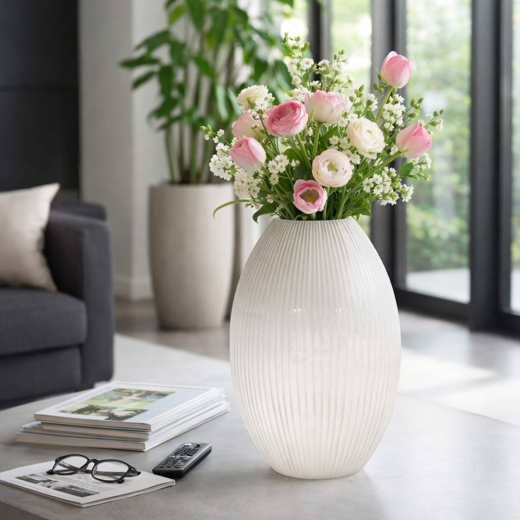 Adlergrove White Glass Vase — 18″ — additional view