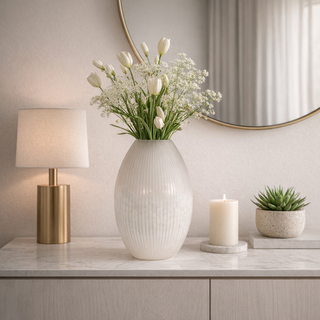 Adlergrove White Glass Vase — 18″ — additional view