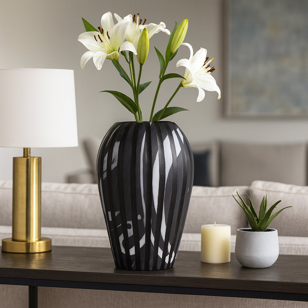 Garfieldton Black Glass Vase — 19″ — additional view