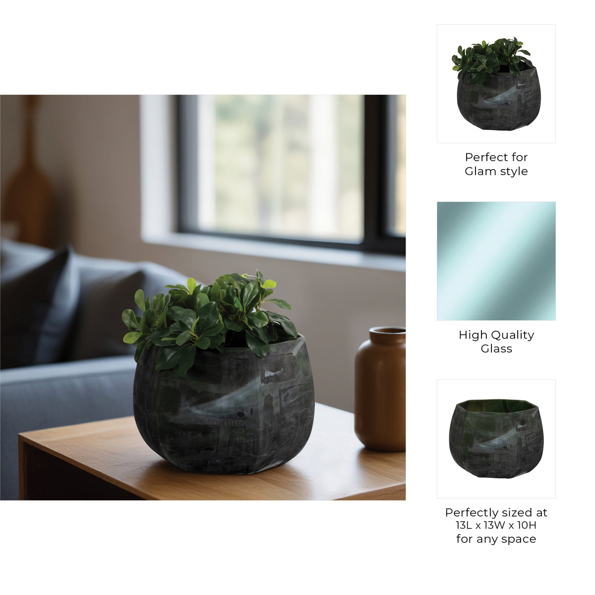 Dylandale Green Glass Vase — 10″ — additional view