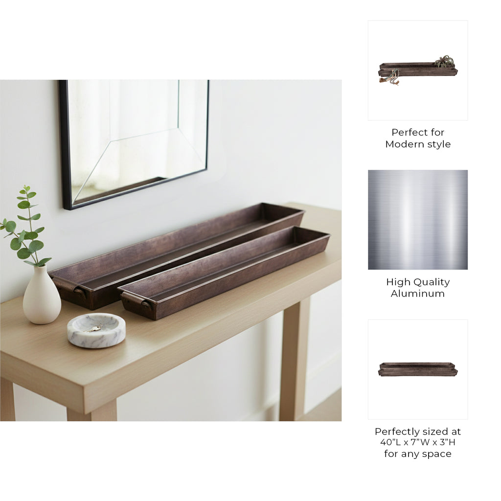 Heltonbrook Set of 2 Silver Tray — 3″ — additional view