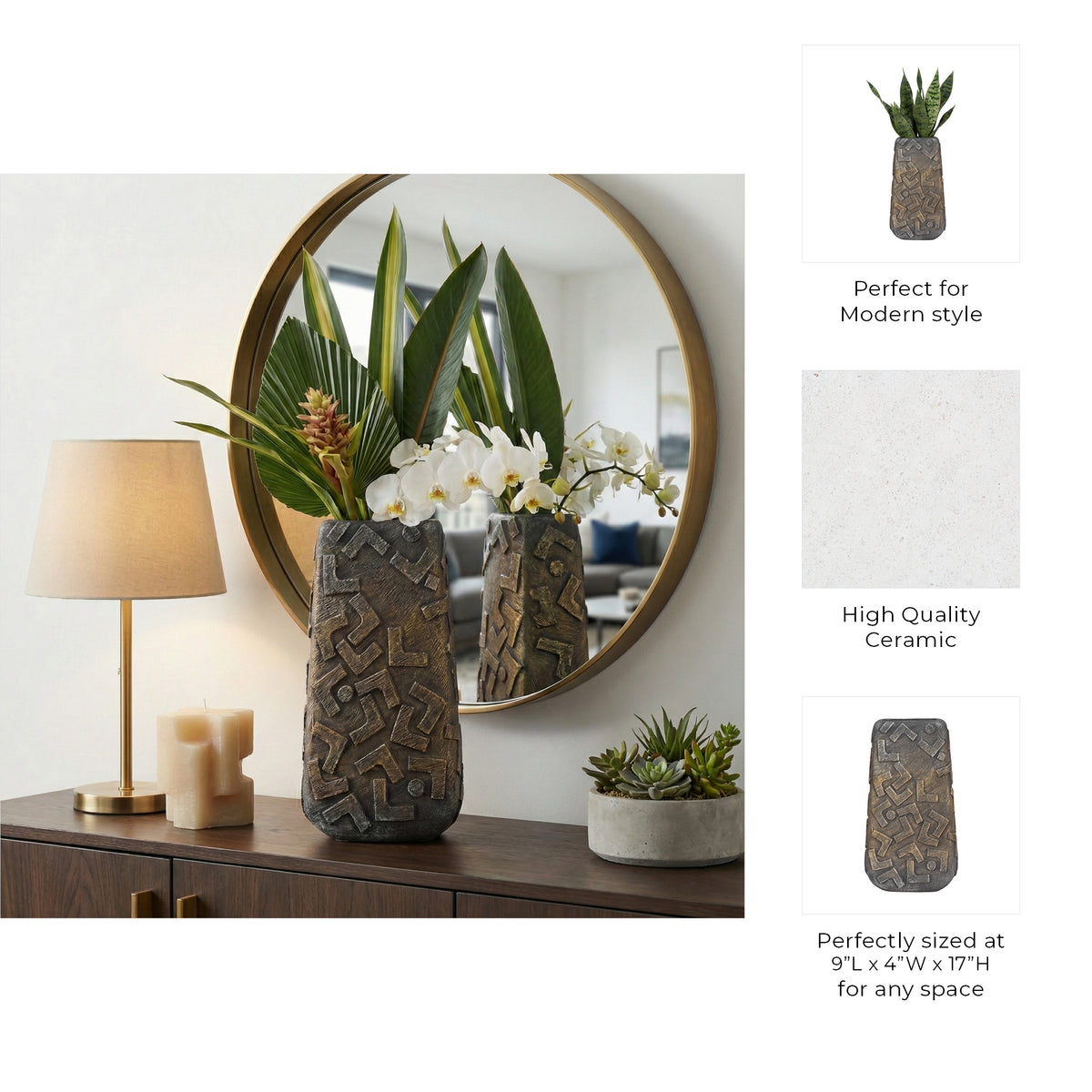 Evertonwind Bronze Vase — 17″ — additional view