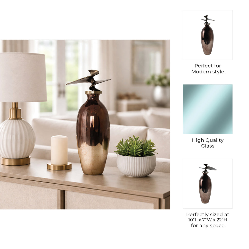 Cedarford Bronze Glass Vase — 22″ — additional view