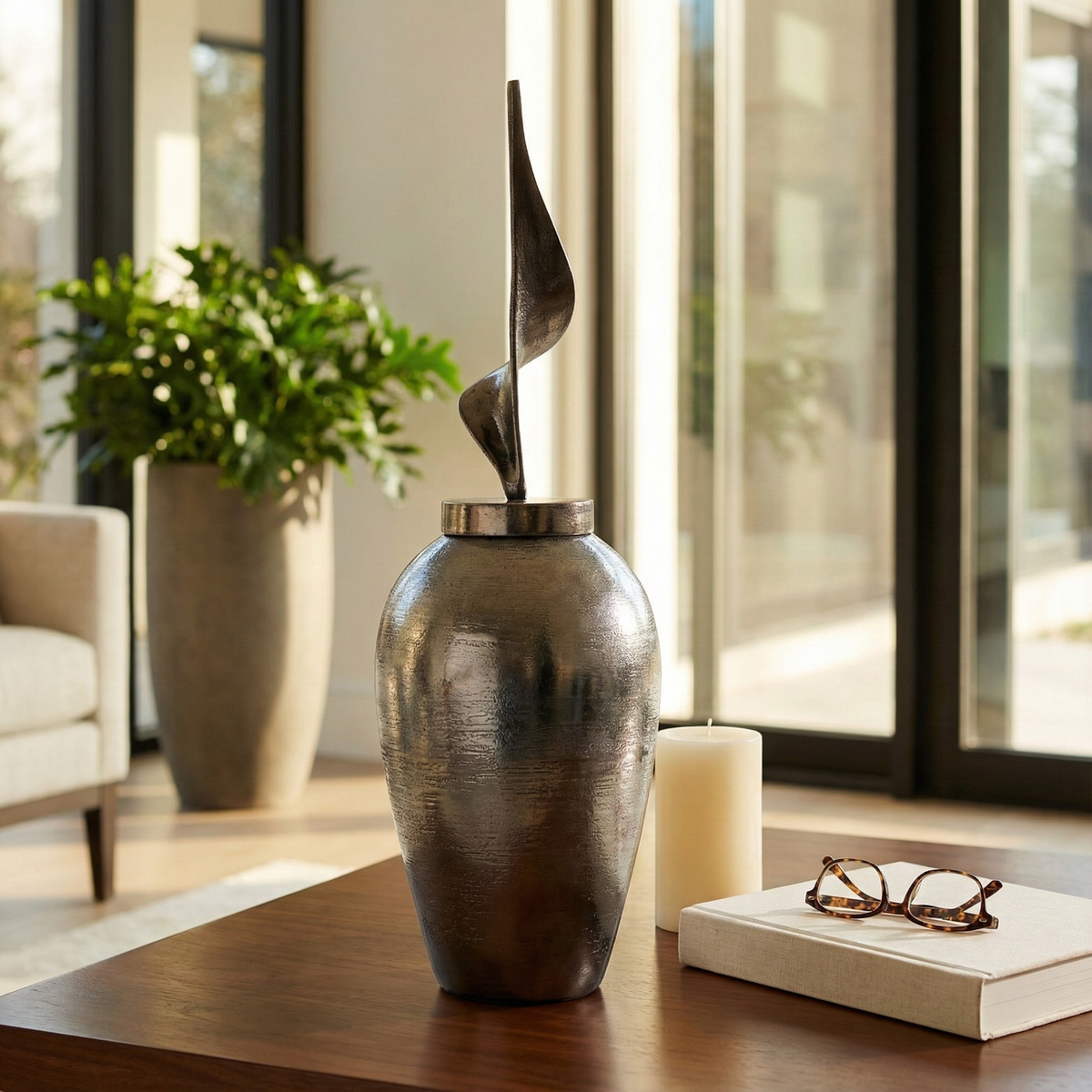 Gunnargrove Gray Glass Vase — 26″ — additional view