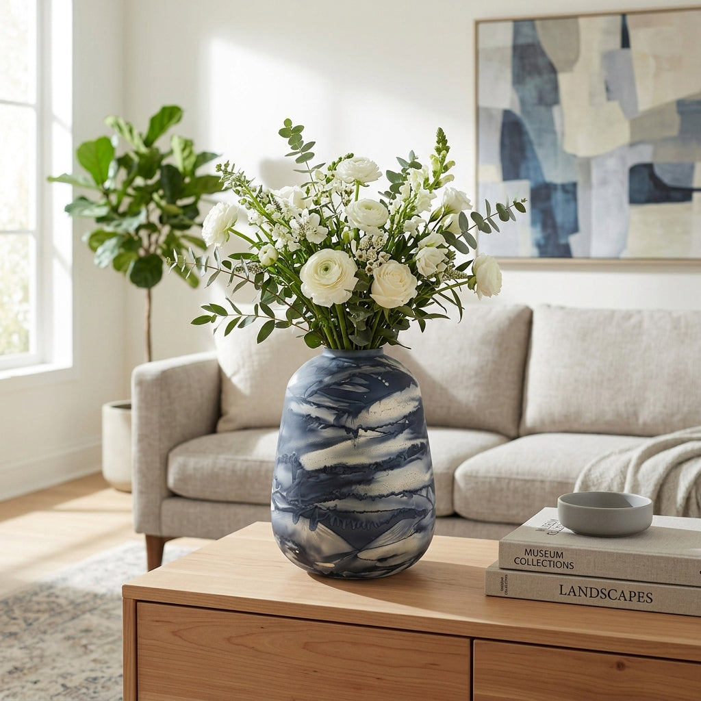 Clydeburn Blue Glass Vase — 12″ — additional view