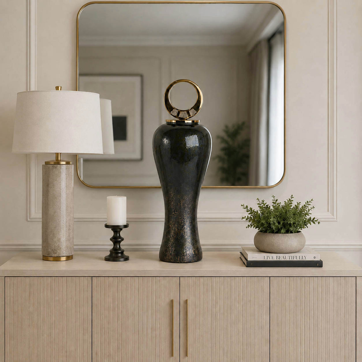 Thornton Black Glass Vase — 27″ — additional view