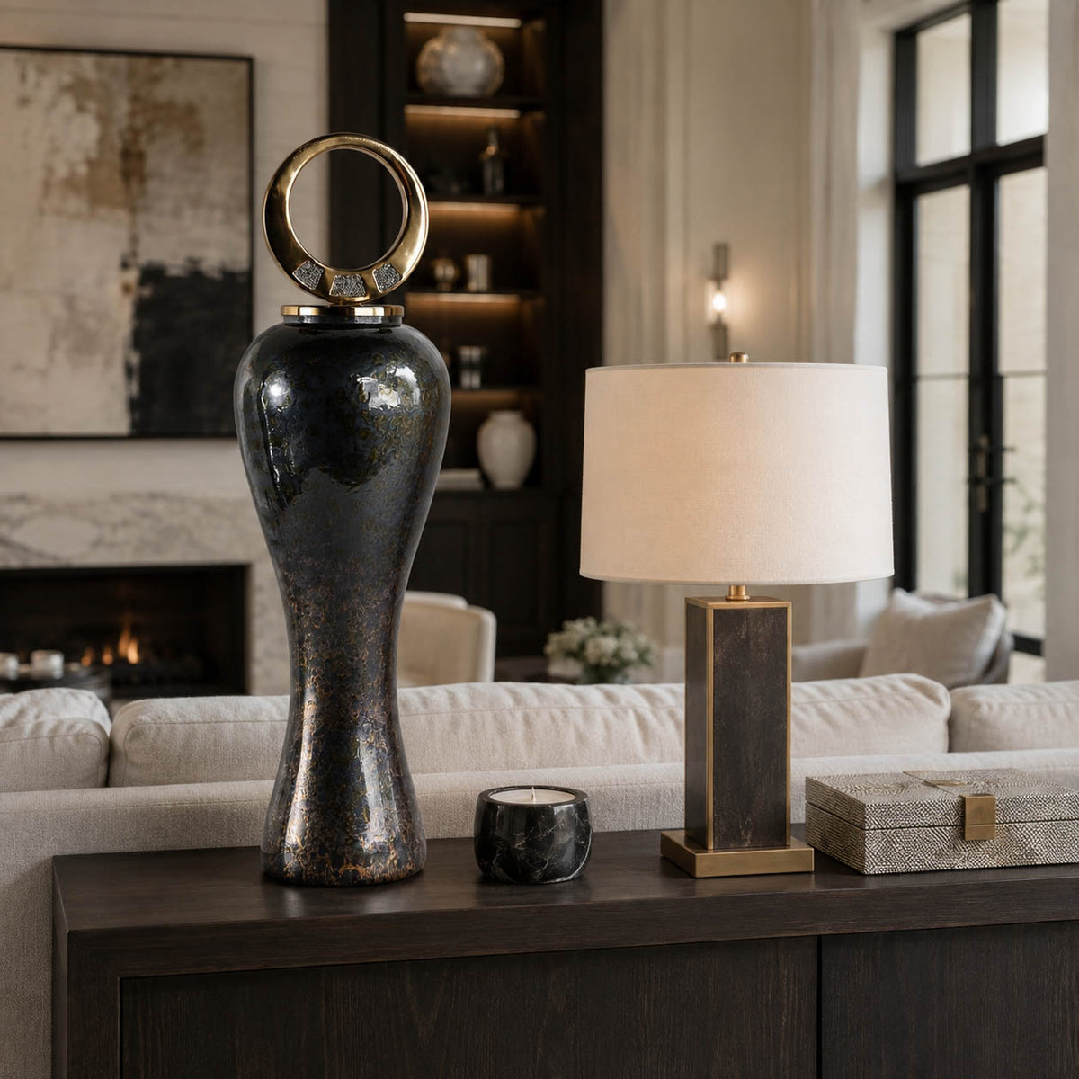 Thornton Black Glass Vase — 34″ — additional view