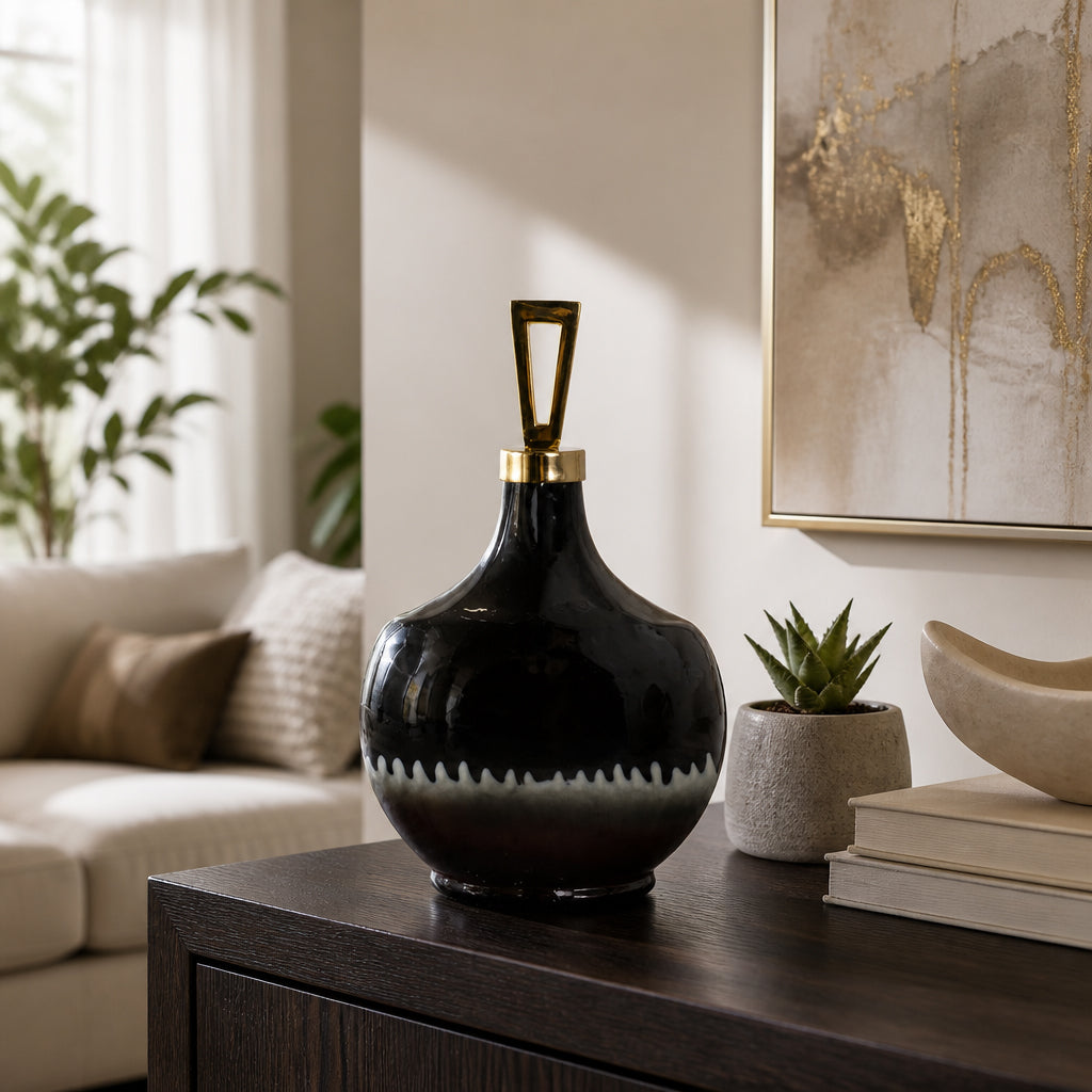 Elmontgrove Black Glass Vase — 16″ — additional view