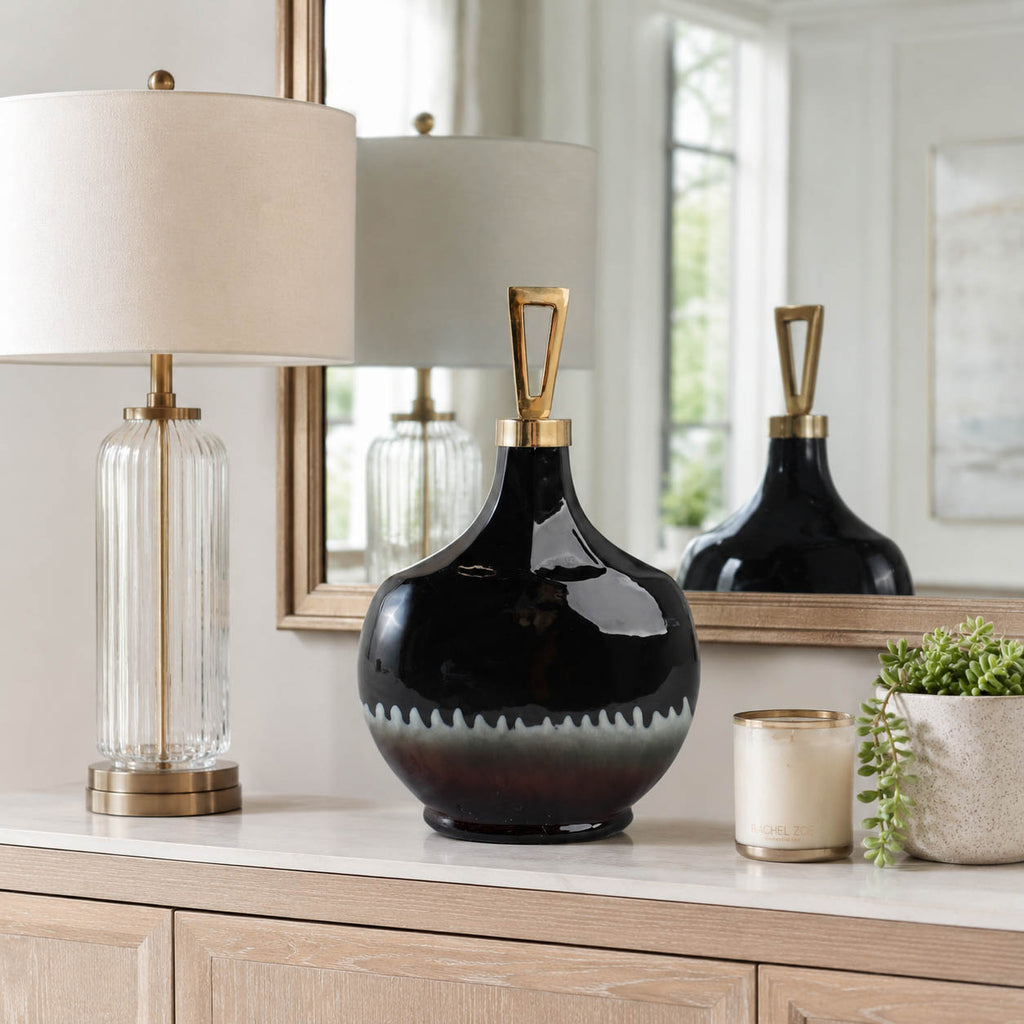 Elmontgrove Black Glass Vase — 16″ — additional view
