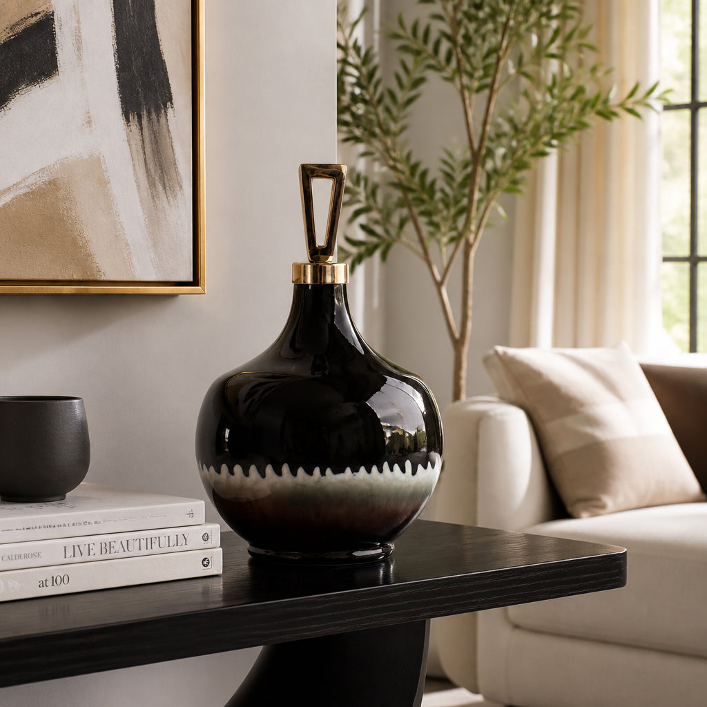 Elmontgrove Black Glass Vase — 16″ — additional view