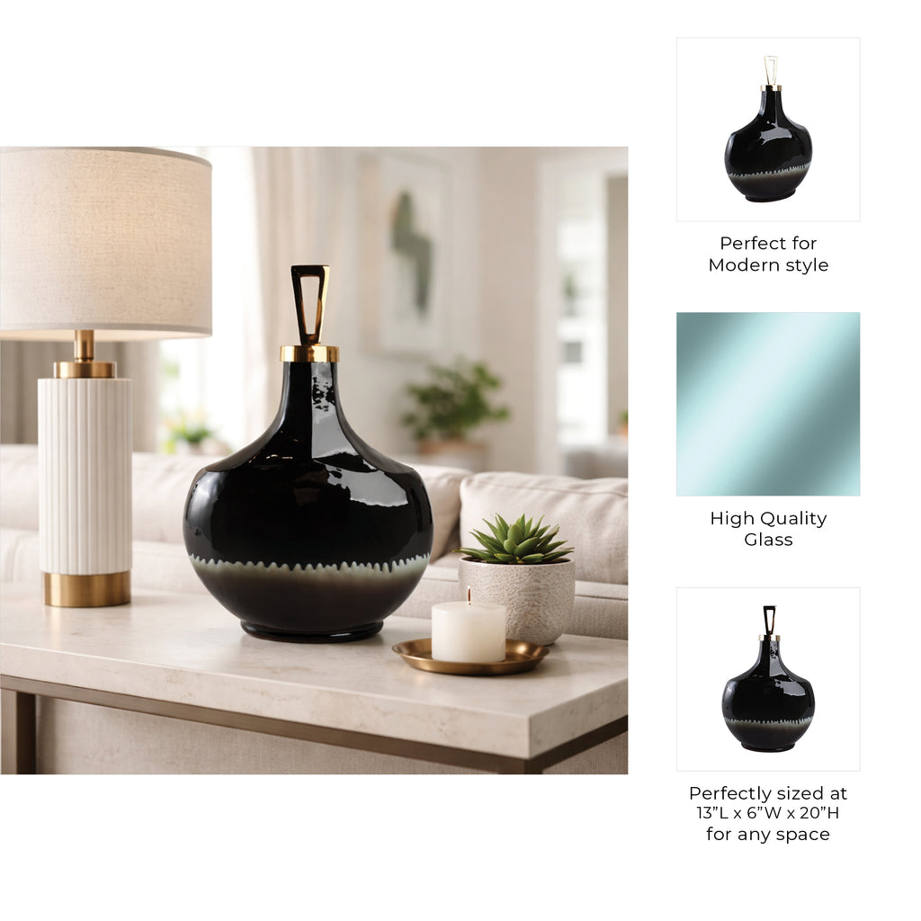 Elmontgrove Black Glass Vase — 20″ — additional view