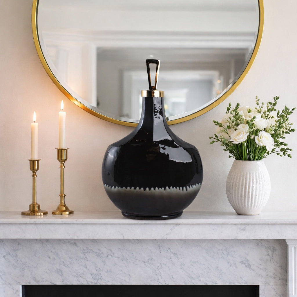 Elmontgrove Black Glass Vase — 20″ — additional view