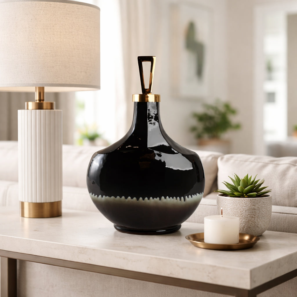 Elmontgrove Black Glass Vase — 20″ — additional view