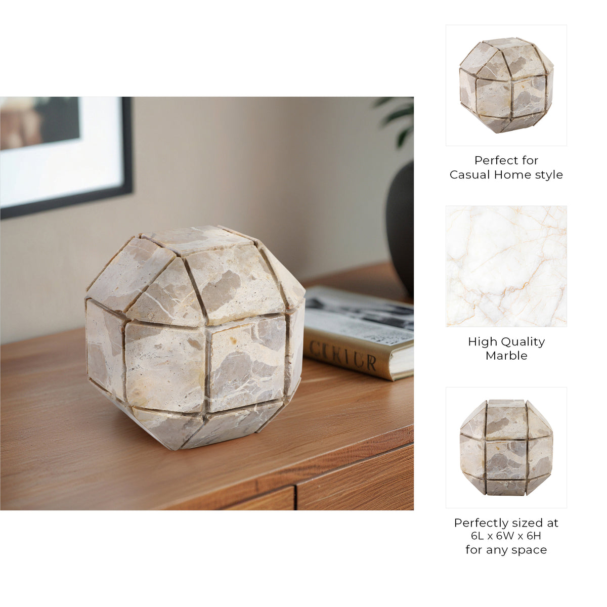 Gloverford Ivory Orb — 6″ — additional view