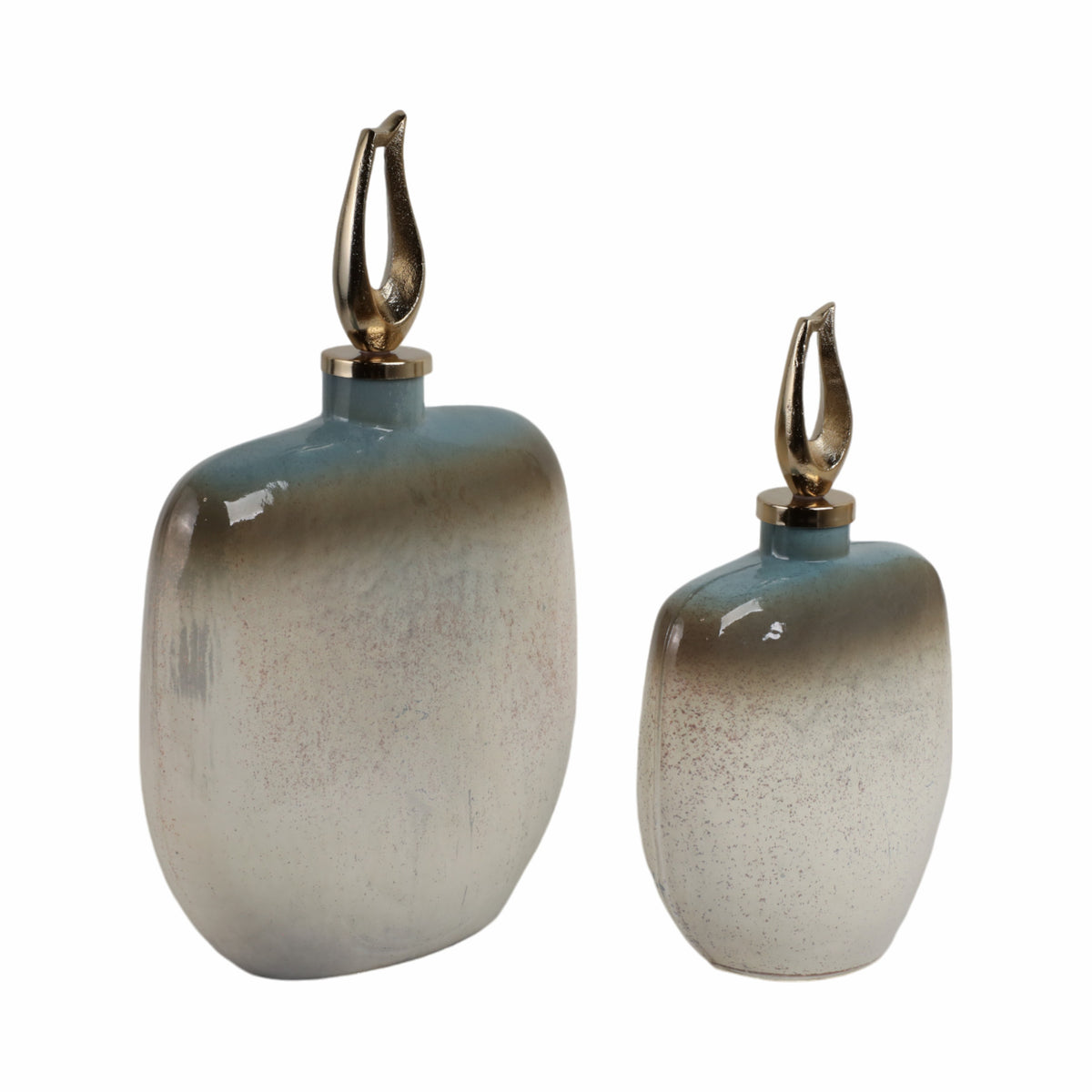 Davinford Set of 2 Blue Glass Vases — 18″ — additional view