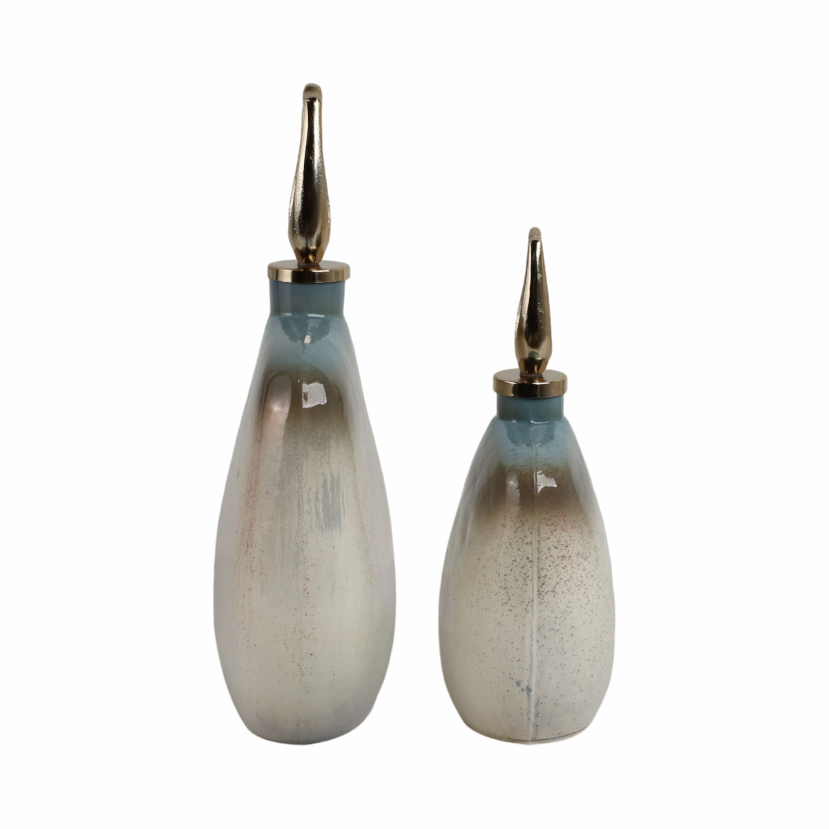 Davinford Set of 2 Blue Glass Vases — 18″ — additional view