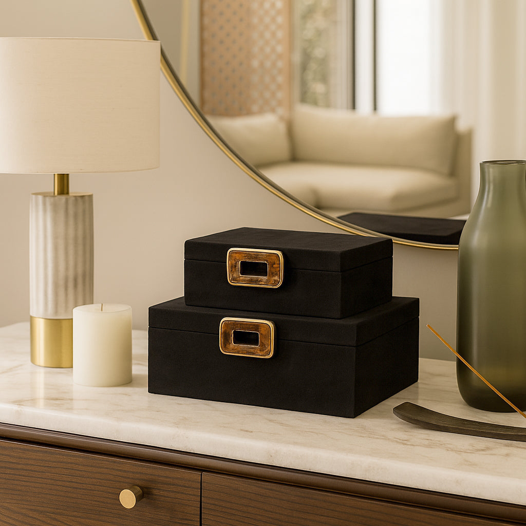 Raymond Set of 2 Black Boxes — 5″ — additional view