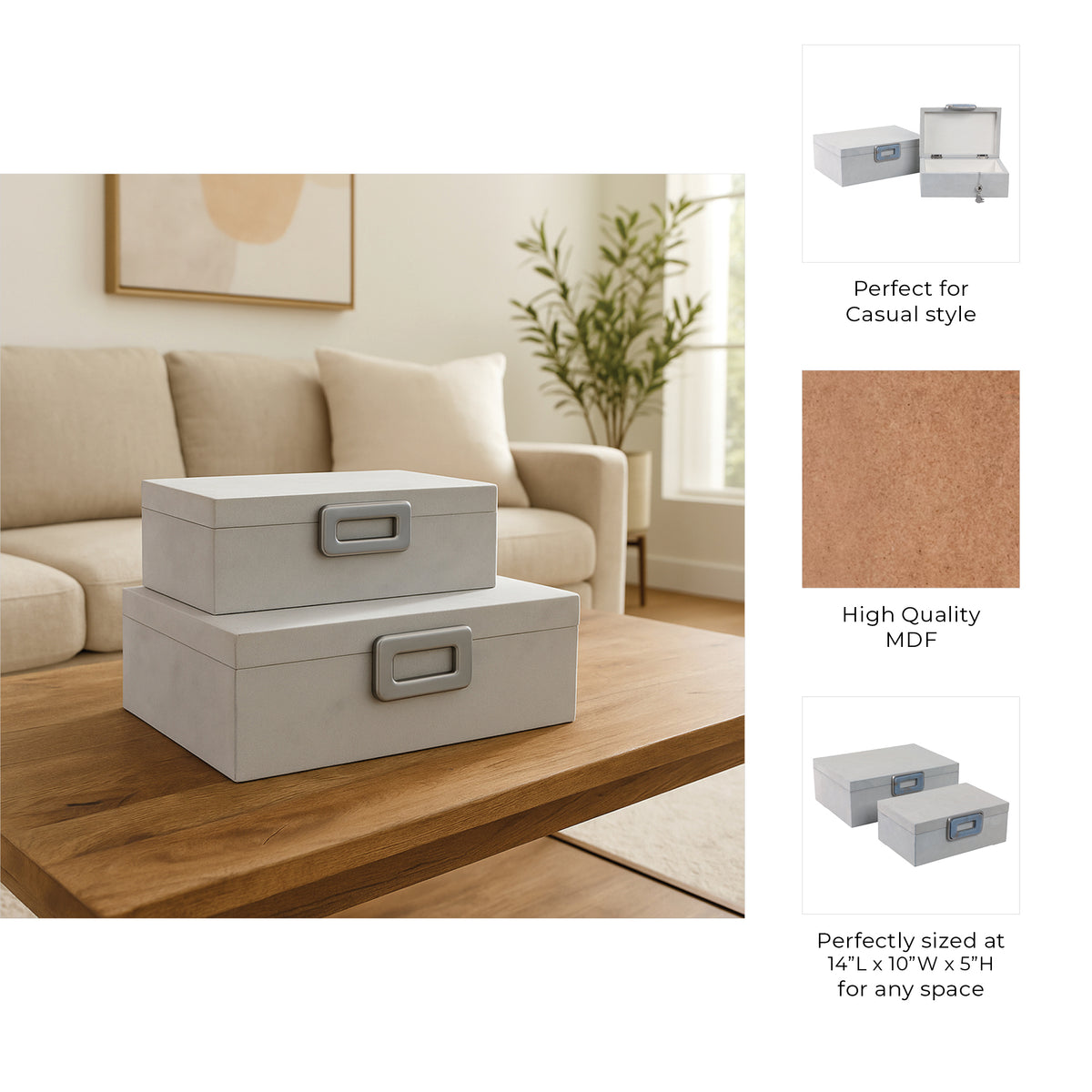 Hammondridge Set of 2 White Boxes — 5″ — additional view