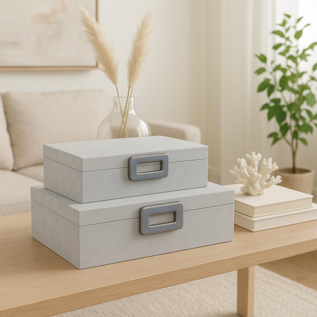 Hammondridge Set of 2 White Boxes — 5″ — additional view