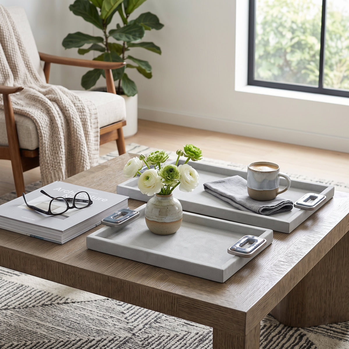 Stormmore Set of 2 White Tray — 2″ — additional view