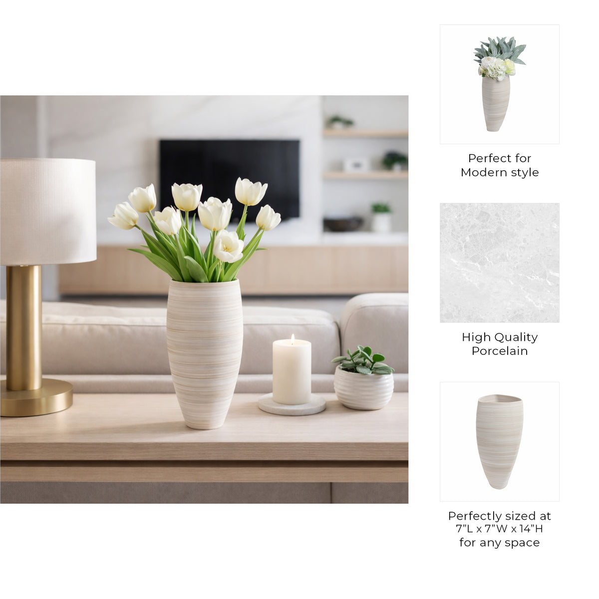 Ridleylake Tan Vase — 14″ — additional view
