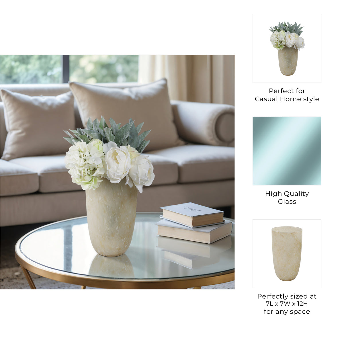 Gortonmoor Ivory Glass Vase — 12″ — additional view