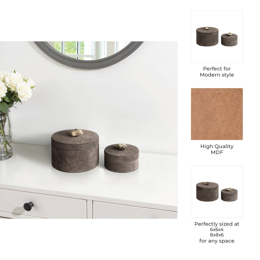 Graysonhaven Set of 2 Gray Boxes — 5″ — additional view