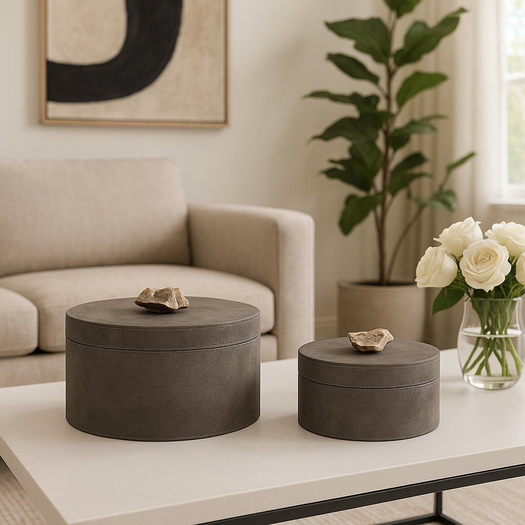Graysonhaven Set of 2 Gray Boxes — 5″ — additional view