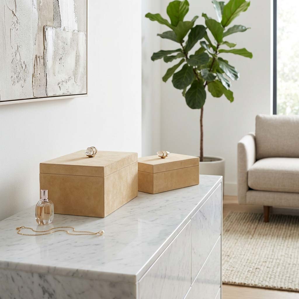 Lakewick Set of 2 Ivory Boxes — 6″ — additional view