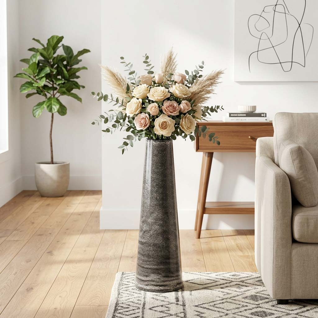 Pearlwood Black Vase — 28″ — additional view