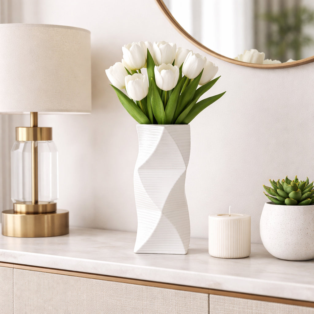 Caseyway White Vase — 12″ — additional view