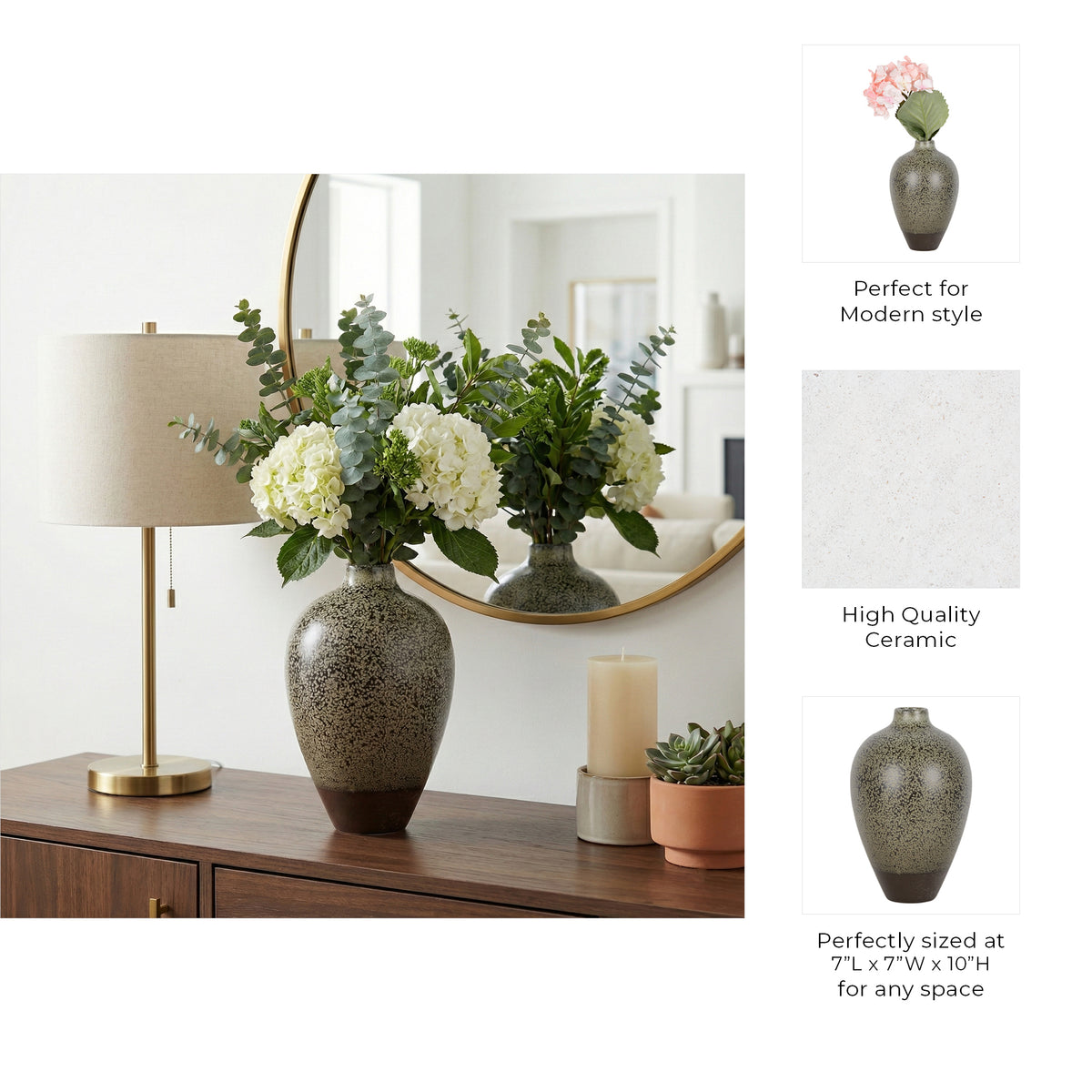 Camdenmoor Green Vase — 10″ — additional view