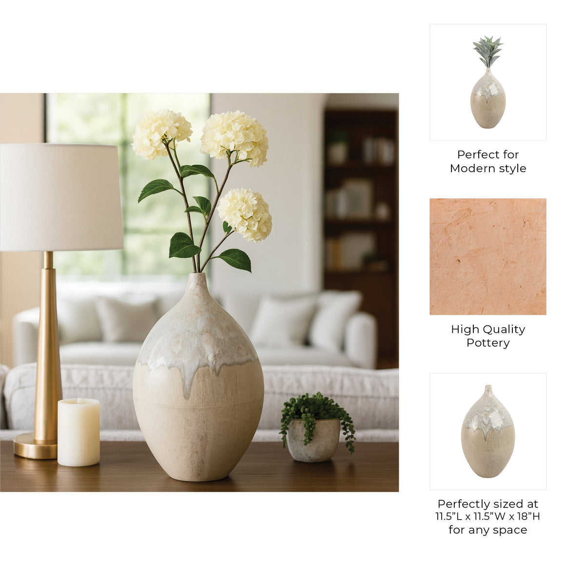 Emmetoak Cream Vase — 18″ — additional view