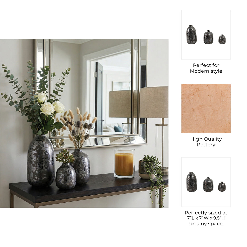 Tessgate Set of 3 Black Vases — 10″ — additional view