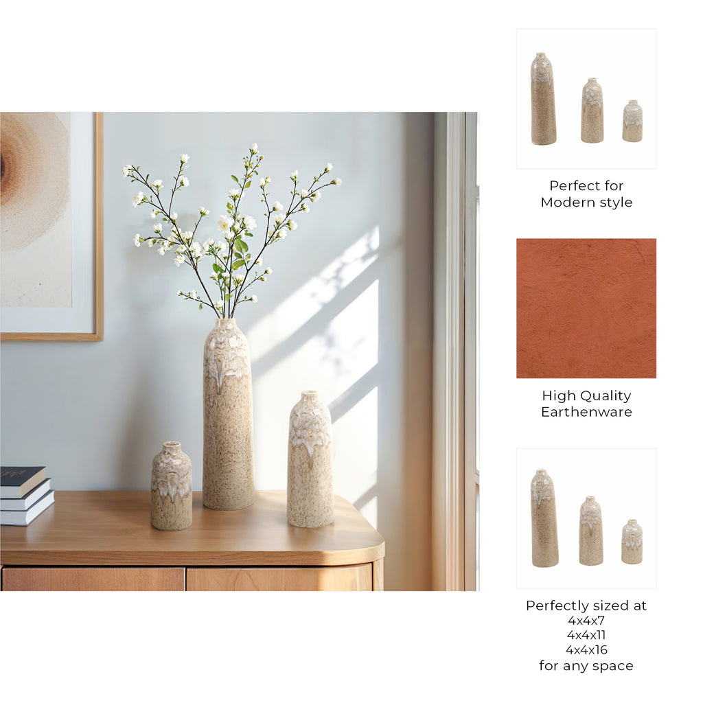 Kelseylake Set of 3 Tan Vases — 16″ — additional view