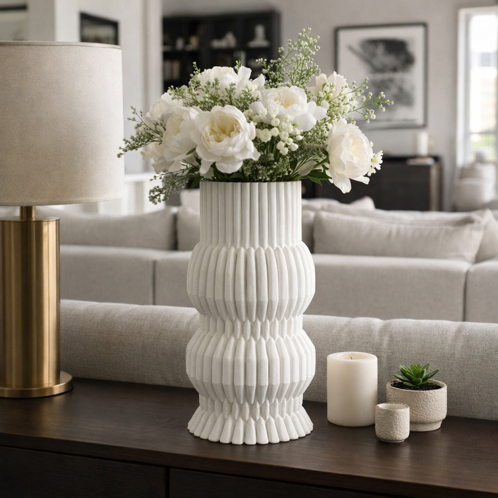Caltonport White Vase — 15″ — additional view