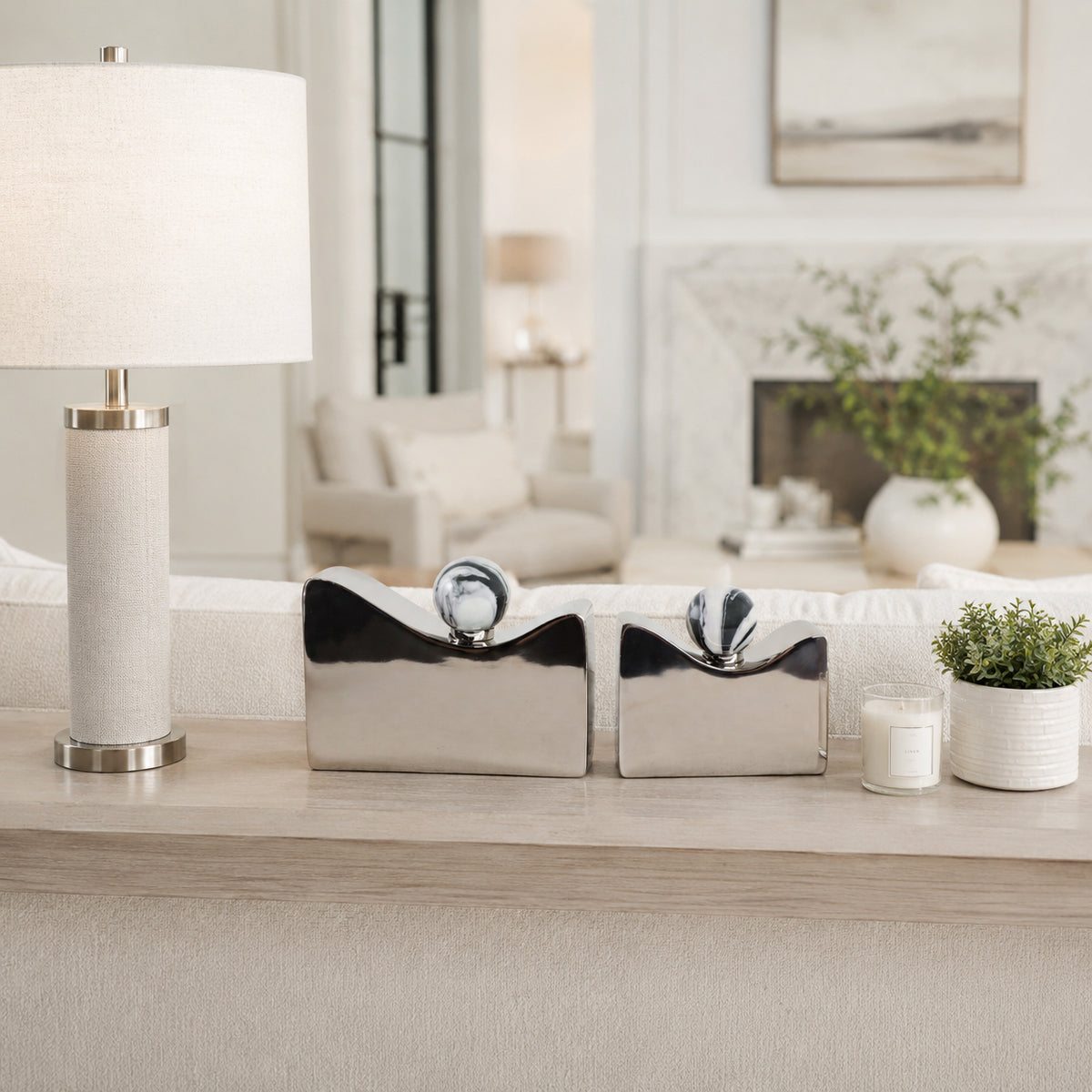 Arloshaw Set of 2 Silver Vases — 8″ — additional view