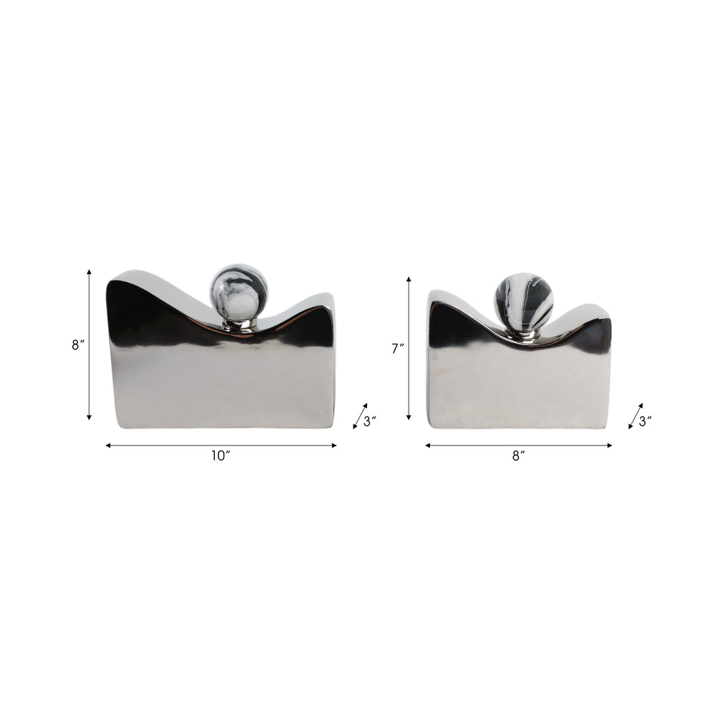 Arloshaw Set of 2 Silver Vases — 8″ — additional view
