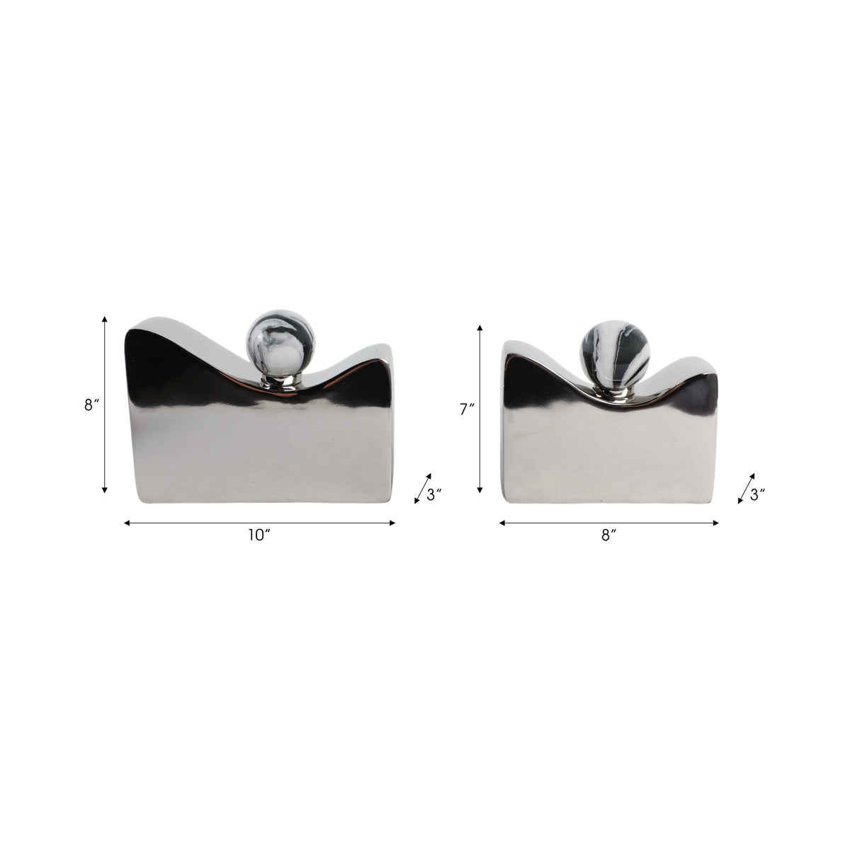 Arloshaw Set of 2 Silver Vases — 8″ — additional view