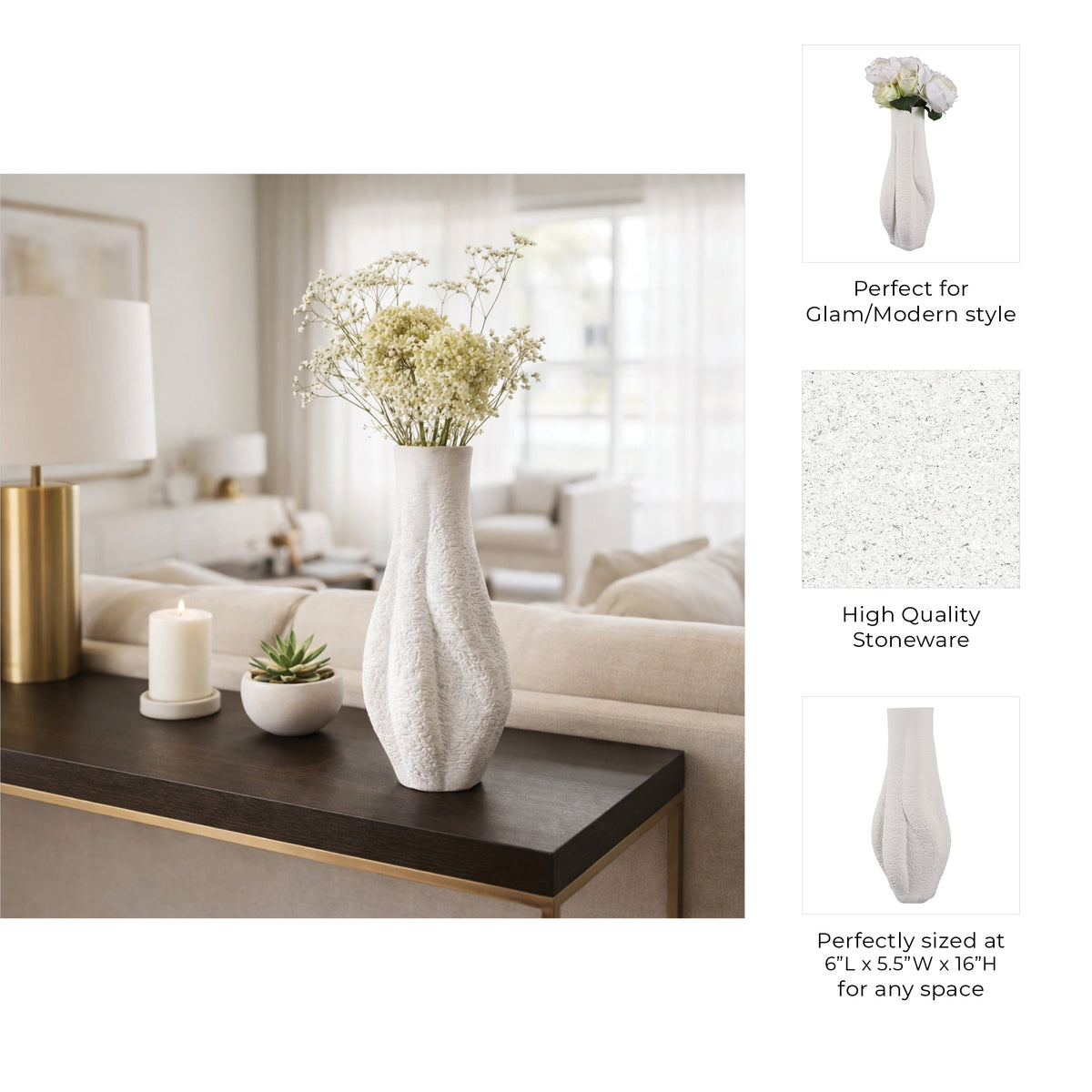 Hadfieldrose Ivory Vase — 16″ — additional view