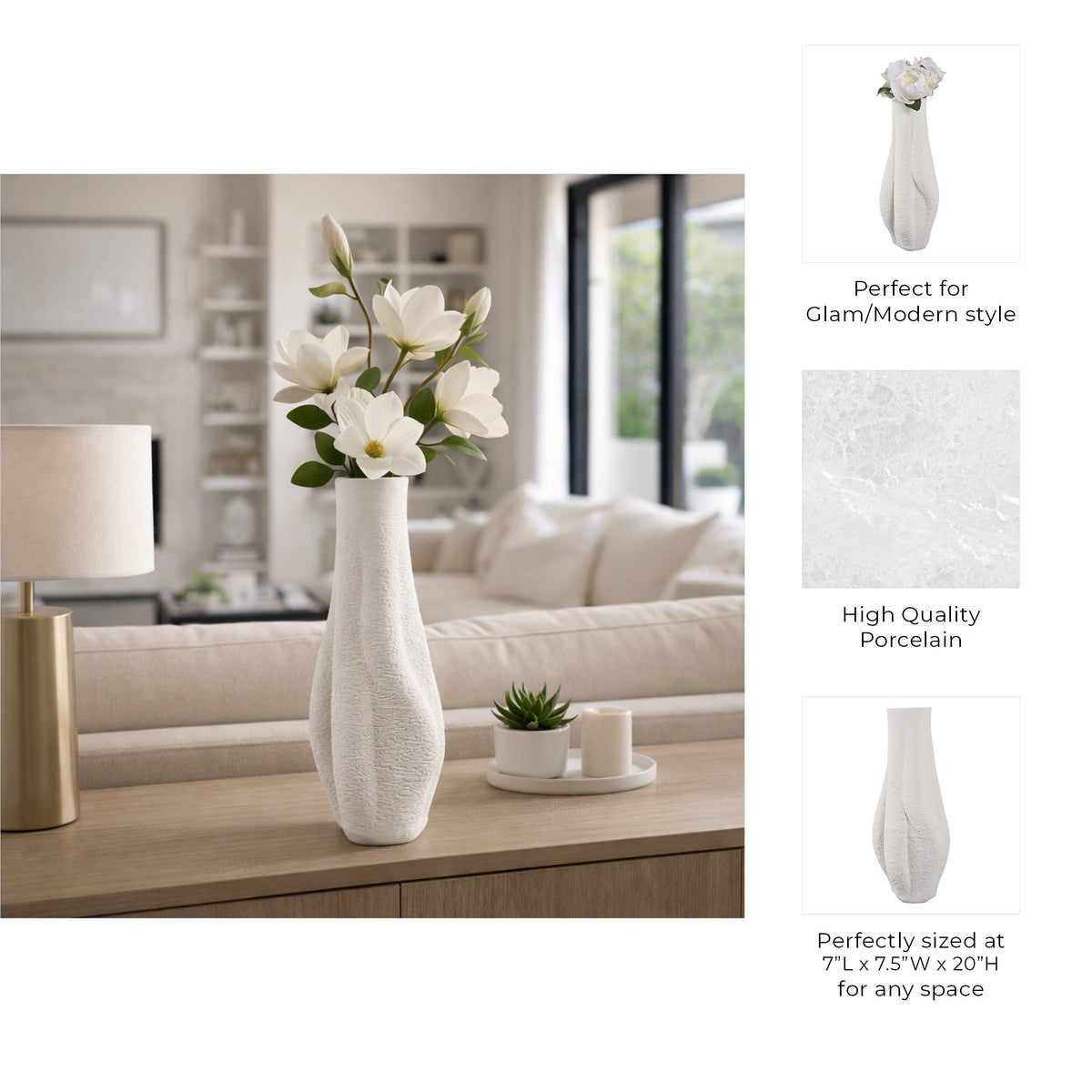 Hadfieldrose Ivory Vase — 20″ — additional view