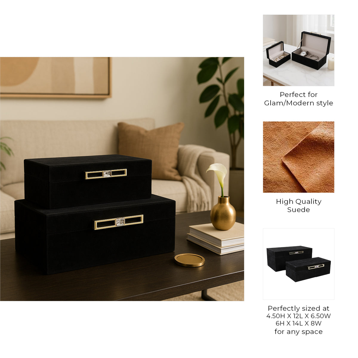 Granleyburn Set of 2 Black Boxes — 6″ — additional view