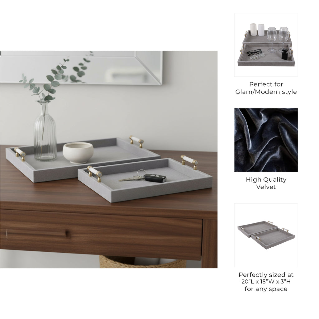 Harperport Set of 2 Gray Tray — 3″ — additional view