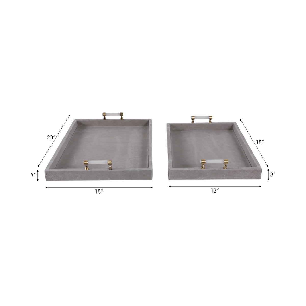 Harperport Set of 2 Gray Tray — 3″ — additional view