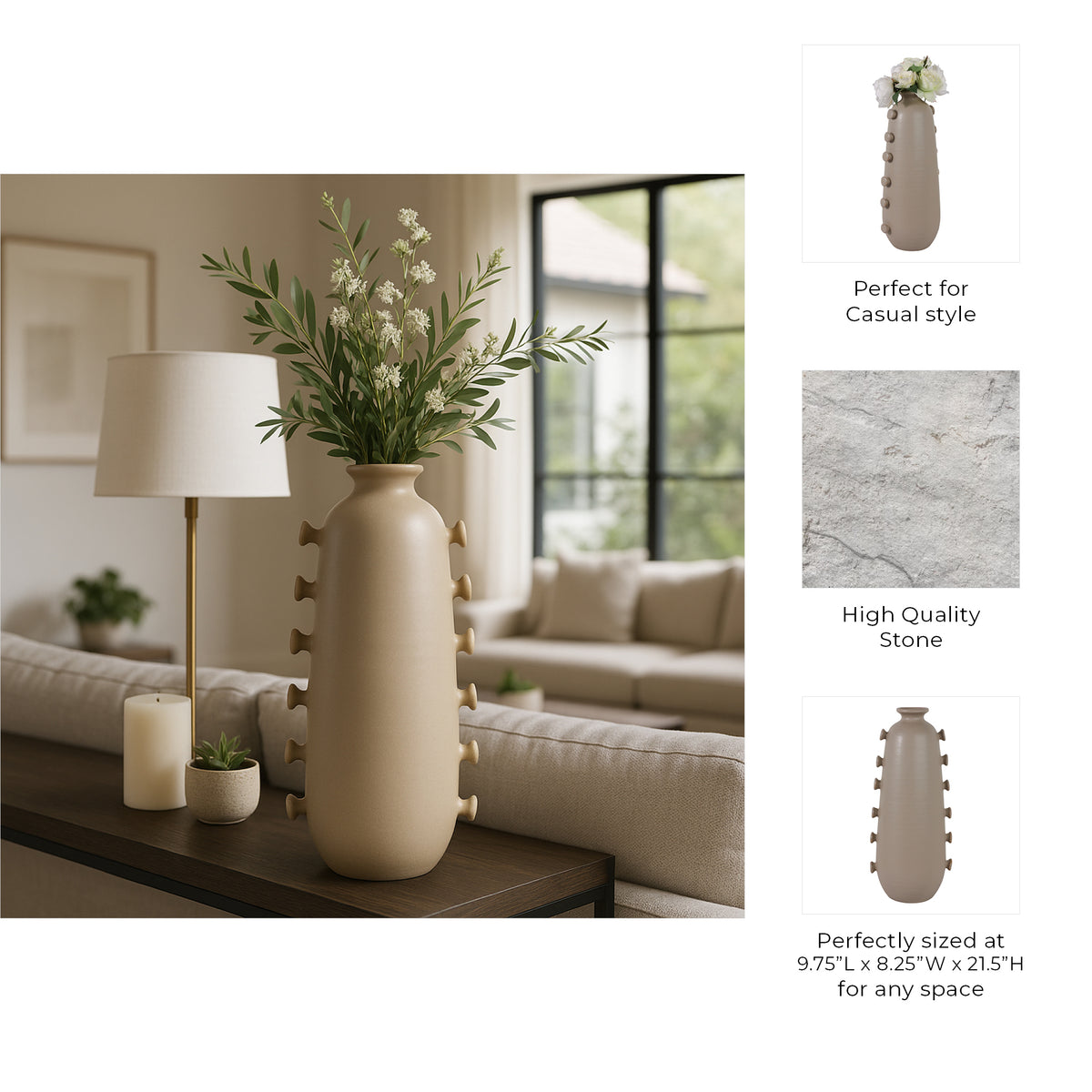 Burgessbrook Tan Vase — 22″ — additional view