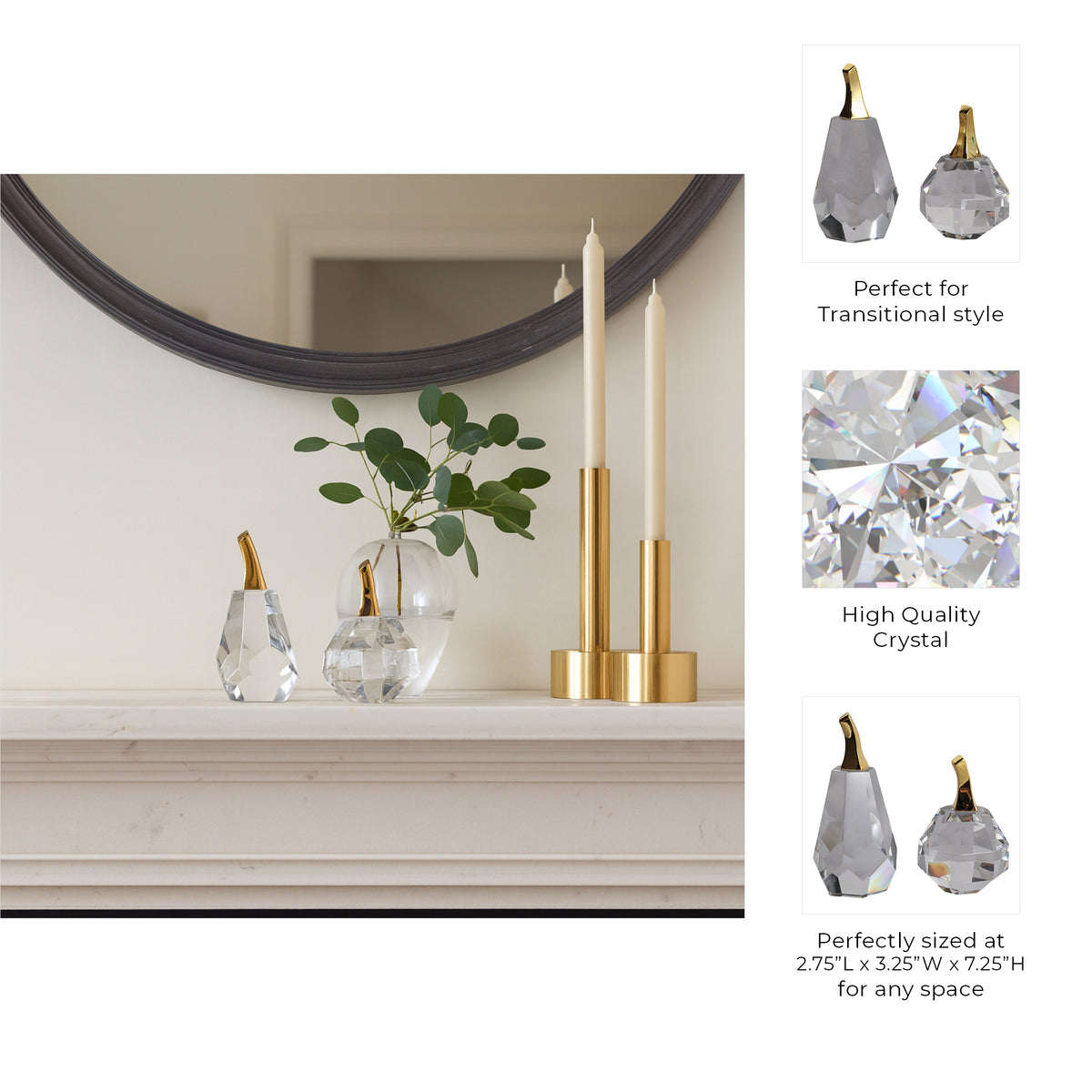 Wayland Set of 2 Clear Decor — 8″ — additional view