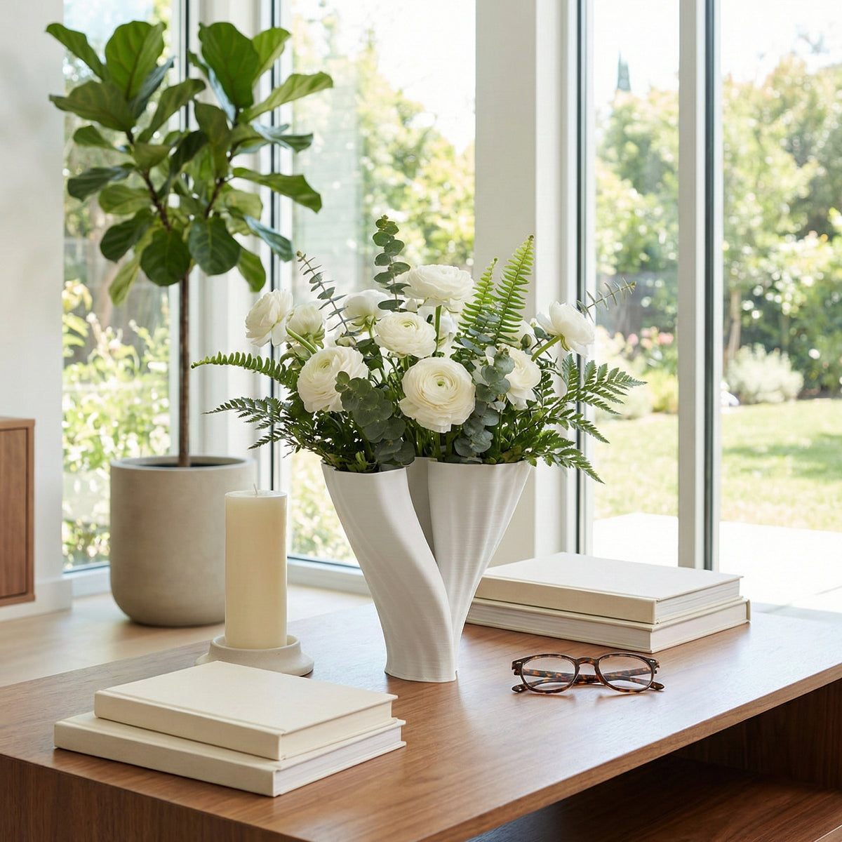 Wrenmore White Vase — 9″ — additional view